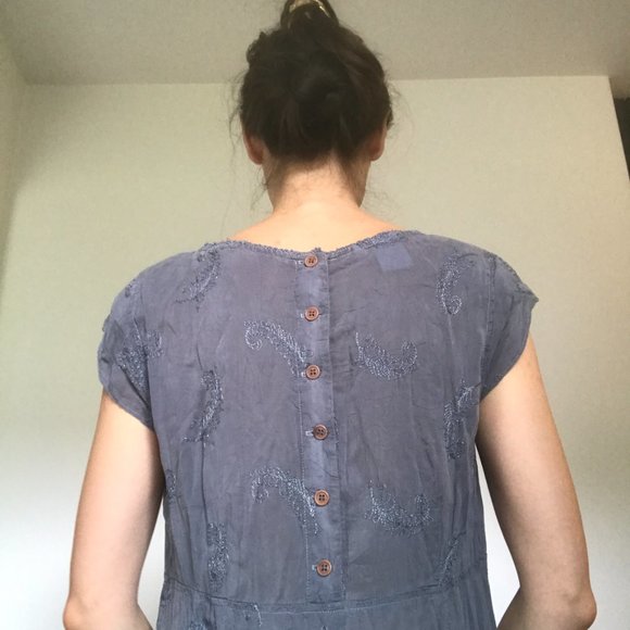 Vintage Johnny Was Collection Embroidered Cornflower Reversible Maxi Dress - Picture 12 of 15